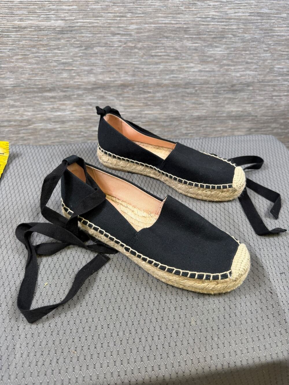 J Crew Espadrille Flats Womens Size 6.5 Black Style# AX894 NEW